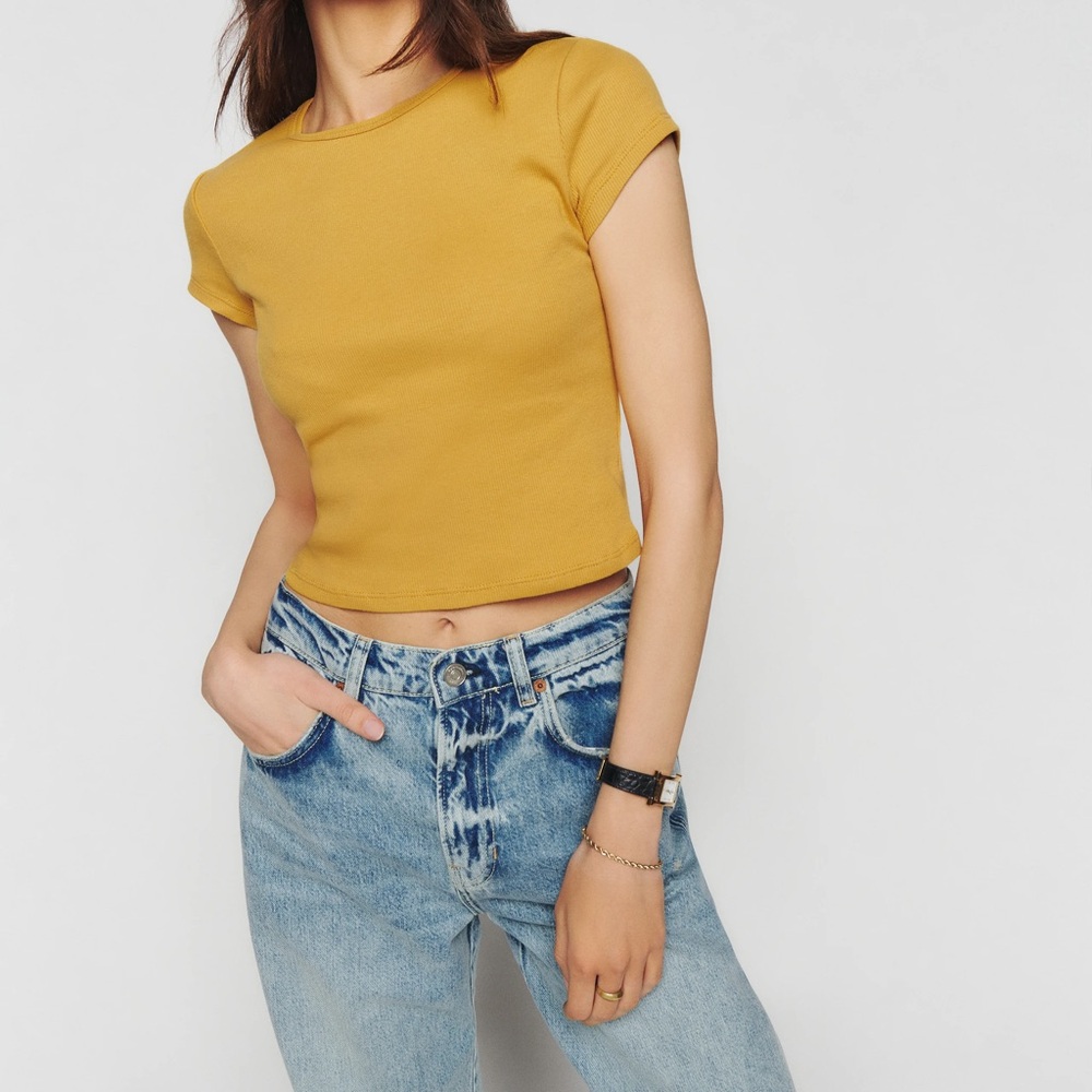NWT Reformation Muse Tee in Ochre